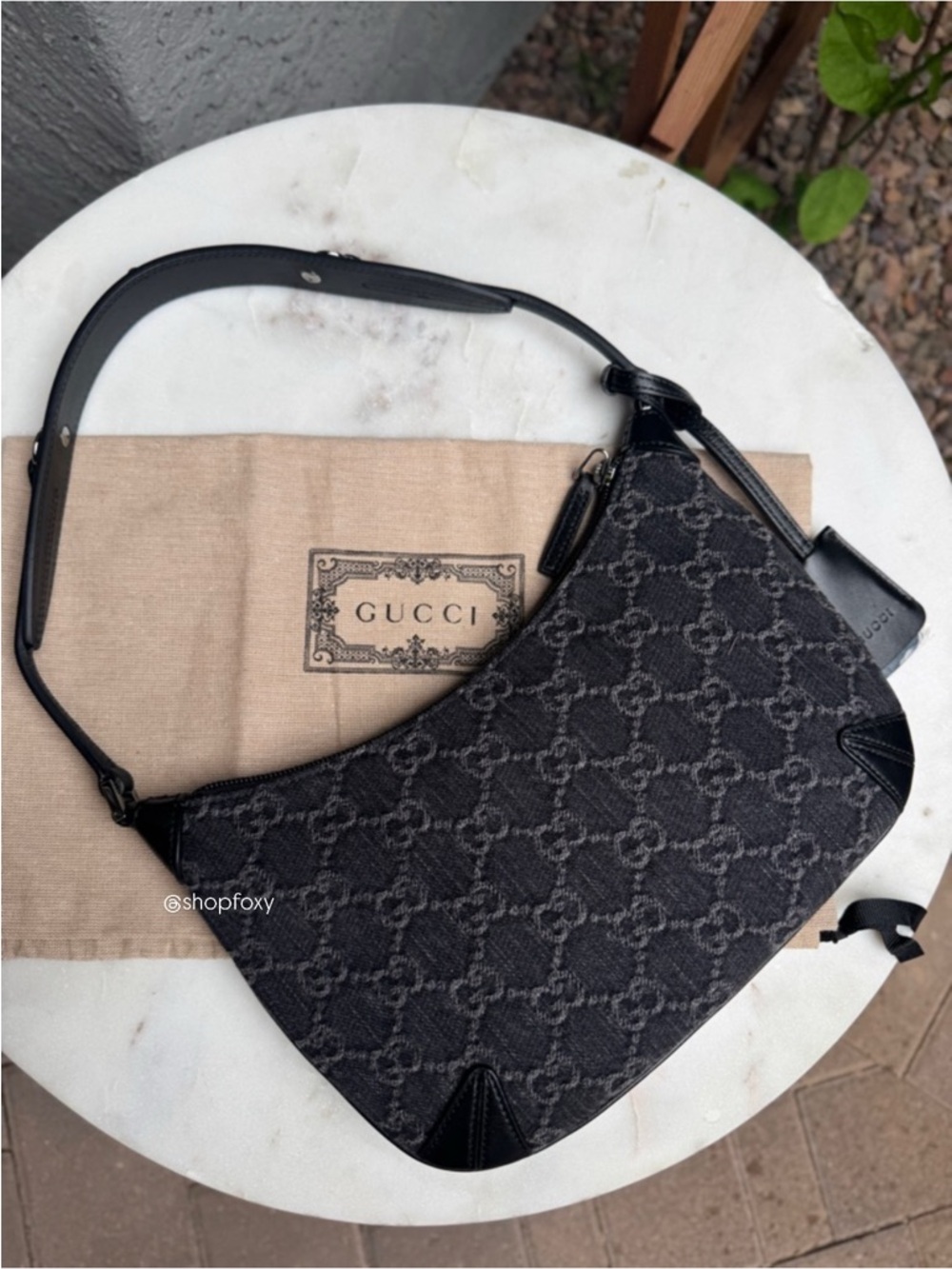 Gucci Horsebit Monogram Denim Slim Shoulder Bag - Picture 3 of 15